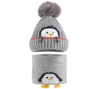 MASOCIO Conjunto Gorro y Bufanda Bebe Niño Niña Invierno Gorros Punto Sombrero Pompon 6 12 18 Meses Bebé Termico 2 Gorrito Braga Cuello Set 1-3 Años Gris