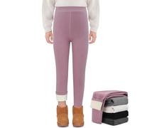 MASOCIO Leggins Felpa Termicos Niña Invierno Leggings Térmicos Algodón Mallas Termicas Calentitas Elásticos Largos Pantalon 7-8 Años Rosa