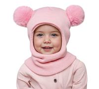 MASOCIO Pasamontañas Niña Gorro Invierno Gorros Punto Gorrito Pompon Sombrero Bebe Bebé 12 18 Meses 2 3 4 5 6 7 Balaclava Bufanda Termico 1-8 Años Rosa