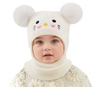 MASOCIO Pasamontañas Niña Niño Gorro Invierno Gorros Pompon Gorrito Punto Sombrero Bebe Bebé 12 18 Meses 2 3 4 5 6 7 Balaclava Bufanda Termico 1-8 Años Blanco
