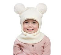 MASOCIO Pasamontañas Niña Niño Gorro Invierno Gorros Punto Gorrito Pompon Sombrero Bebe Bebé 12 18 Meses 2 3 4 5 6 7 Balaclava Bufanda Termico 1-8 Años Blanco