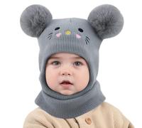 MASOCIO Pasamontañas Niño Niña Gorro Invierno Gorros Pompon Gorrito Punto Sombrero Bebe Bebé 12 18 Meses 2 3 4 5 6 7 Balaclava Bufanda Termico 1-8 Años Gris