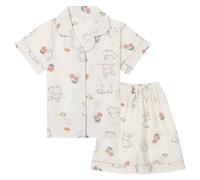 MASOCIO Pijamas Niñas Manga Corta Pijama Menina Verano Infantiles Imprimir Conjunto Ropa Pijamas Conejitos 1 Edad 4-5 Años