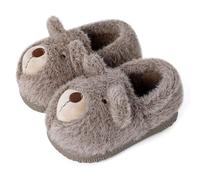 MASOCIO Zapatillas Casa Niño Invierno Zapatillas de Estar por Casa Andar Niña Pantuflas Divertidas Cerradas Animales Talla 27 28 Oso Marrón