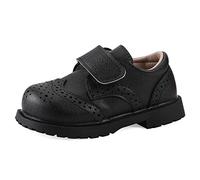 MASOCIO Zapatos formales para niños y niñas, zapatos escolares planos de vestir (bebés/niños pequeños), Black, 22 EU