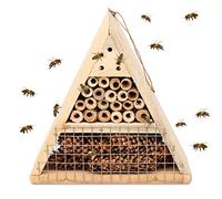 Mason Bee House - Hotel de Abeja de saúco Natural Hecho a Mano - Colmena de Abejas atrae pacíficas polinizadores de Abejas para Mejorar la productividad del jardín