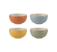 Mason Cash Home to Roost - Juego de 4 cuencos de preparación de 200 ml de cerámica inspirada en el folk, estilo gallina y gallo, platos de postre multicolor, aptos para lavavajillas y microondas