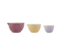 Mason Cash in The Meadow - Juego de 3 tazas medidoras de gres con relieve floral (1 taza, ½ taza, ¼ taza), utensilios para hornear pastel, aptos para lavavajillas, microondas y congelador