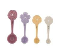 Mason Cash in The Meadow - Juego de 4 cucharas medidoras de gres en relieve floral (1 cucharada, 1 cucharadita, ½ cucharadita, ¼ cucharadita) - Resistentes a las astillas, asas ergonómicas