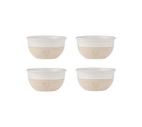 Mason Cash Rustic Charm - Juego de 4 cuencos de cerámica con diseño de corazón en relieve, capacidad de 150 ml, ideal para ollas y postres