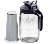 Mason Jar Cold Brew, kit de preparación fría, jarra de vidrio de boca ancha de 32 oz con filtro, jarra de café transparente, café helado con tapa de asa para helado, limonada, té, bebidas