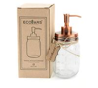 Mason Jar Dispensador de jabón, Cobre, Oro Rosa, Vidrio, Vintage, Acero Inoxidable, 500 ml, Caja de Regalo de inauguración de la casa