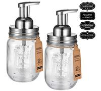 Mason Jar Dispensador de jabón espumoso con Tapa de Acero Inoxidable Resistente al óxidobomba de Espuma Libre de BPA, Etiquetas de Pizarra, Accesorios de baño de decoración para el hogar,