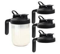 Mason Jar Pour Spout Lids with Handle Reusable Wide Mouth Mason Jar Lids Plastic Flip Cap Lid Leak-Proof Airtight Seal 4Pcs No Jars Wide Mouth