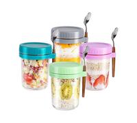 Mason Jars for Overnight Oats, 4Pcs Overnight Oats Containers with Lids and Spoons, Food Storage Containers