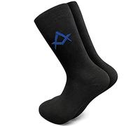 Masonic - Calcetines de algodón para hombre con brújula y cuadrado azul negro y azul 43/45 EU