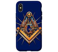Masonic_symbol con "Masonic-Lodge Buildings_Silhouette" S&C Carcasa para iPhone X/XS