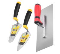 Masonry Tool, 3 Pieces Trowel Set with Soft Grip Handle for Repair, Construction with Smooth Application, Building Supplies for Brick Laying Stucco Landscape Floor, Steel, Box Packaging