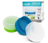 Masontops - Tapa de kefir - Tapas de tarro de albañil de gran apertura - Escurridor de granos de cultivo vivo - Kit de principiante para fermentación en casa - 2 lotes