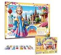 Masoog Magnetic Dress Up, Princess Magnetic Dress Up Pegatinas de Carenado Muñeca de Papel Puzzle Puzzle Juguete Educativo para la Escuela Hogar Automovilismo Niña Cumpleaños Navidad