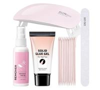 Masoog Pegamento de uñas y removedor - Juego de manicura para uñas naturales, juego de cuidado de uñas con lámpara UV para salón de belleza en casa niñas fiestas mujeres