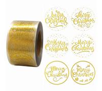Masper 3.8cm/600 Pegatinas de Navidad, 6 diseños dorados transparentes para manualidades, regalos y tarjetas infantiles
