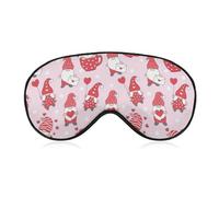 Masque de sommeil doux para les yeux, masque de sommeil mignon con motivo de gnomes et cœur rose para la Saint-Valentin, cobertura de noche unisex cómoda para les jeux de fête