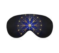 Masque de sommeil doux pour les yeux, masque de sommeil nordique doré Viking Vegvisir Runic Compass, cobertura de noche unisex cómoda para les jeux de fête