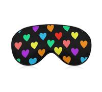 Masque de sommeil doux pour les yeux, motive cœurs colorés, noir, pour la Saint-Valentin, cobertura de noche unisex, cómoda, pour les fêtes