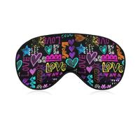 Masque de sommeil doux pour les yeux, motivo cœurs violetas années 80/90, cobertura de noche unisex cómoda para les jeux de fête