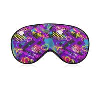 Masque de sommeil pour les yeux, cache-yeux, masque de sommeil confortable para les voyages en avion, le yoga, la sieste, motivo corazones colores et pois violetas