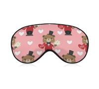 Masque de sommeil pour les yeux, cache-yeux, masque de sommeil confortable para les voyages en avion, le yoga, la sieste, motive ours mignon et cœurs pour la Saint-Valentin