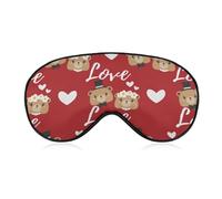 Masque de sommeil pour les yeux, cache-yeux, masque de sommeil confortable para les voyages en avion, le yoga, la sieste, motive ours mignon, cœur, Saint-Valentin, rouge