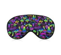 Masque de sommeil unisexe doux, réglable sangle for voyage en avion, motivo champiñones fluo violeta, para la sieste, le yoga et les voyages en avion