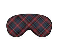 Masque de sommeil unisexe doux, sangle réglable pour voyage en avion, masque pour les yeux à carreaux bleu, black et rouge for le yoga, la sieste et les voyages en avion