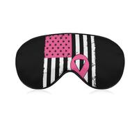 Masque de sommeil unisexe doux, sangle réglable pour voyage en avion, masque pour les yeux avec ruban rose et drapeau américain pour la sensibilización au cancer du sein, pour le yoga, la sieste en av