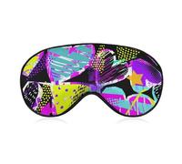 Masque de sommeil unisexe doux, sangle réglable pour voyage en avion, masque pour les yeux coloré violeta fluo motivo cœur d'amour années 80/90 pour voyage en avion, yoga, sieste