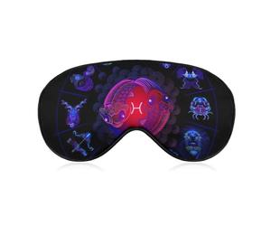 Masque de sommeil unisexe doux, sangle réglable pour voyage en avion, masque pour les yeux, motive deux poissons, néon, astrologie, Poissons, pour voyage en avion, yoga, sieste