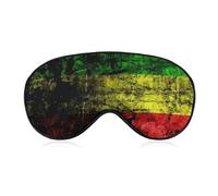 Masque de sommeil unisexe doux, sangle réglable pour voyage en avion, masque pour les yeux with drapeau rasta rouge, jaune et vert, pour la sieste en avion