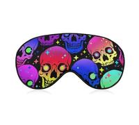 Masque de sommeil unisexe doux, sangle réglable pour voyage en avion, masque pour les yeux with motives de crânes amusants pour la sieste en avion et le yoga