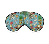 Masque de sommeil unisexe doux, sangle réglable pour voyage en avion, motive tête de mort tropicale, argent, dollar, plage vintage, pin, masque pour les yeux, pour voyage en avion, yoga, sieste