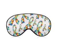 Masque de sommeil unisexe doux, sangle réglable pour voyage en avion, ruban coloré de sensibilisation à l'autisme, masque blanc for les yeux pour voyage en avion, yoga, sieste
