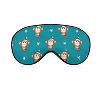 Masque doux for les yeux con singes de Noël y flocons de neige bleus, ideal para viajes y yoga.
