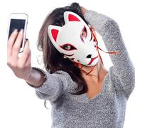 Masque Japonesa - Máscara De Disfraz Clásica, Accesorio De Cosplay Tradicional Japonés | Prop Decorativo Facial, Máscara De Máscara Ajustable Ligera Para La Reunión De La