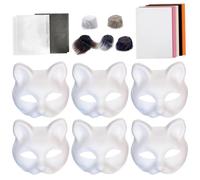 Masque Masque Kit, Kit de Máscara de Gato | 18x/set Funny Creative Arts Crafts | Cosplay Party Props, Blanco Cat Masque Set, Animal Costume Accesorio para Mascarada, Fiesta