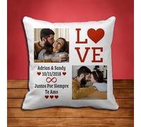 masqueprecios Cojines del Amor con 2 Fotos y pequeño Texto y además Foto Grande detrás