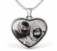 masqueprecios Colgante Corazón con Foto Grabada Láser, Acero Inoxidable, 35x31mm, Incluye Cadena 45cm, Personalizable