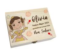 masqueprecios Conserva tus Memorias Festivas con Estilo: Gran Cofre Fallero de Madera personalizado Impreso en Vibrantes Tonos, RECUERDOS FALLAS