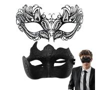Masquerade Máscara para parejas - Estilo diadema de encaje retro, detalles de traje elegantes, vintage dramático | juego de accesorios de temática, dúo de faciales listos para