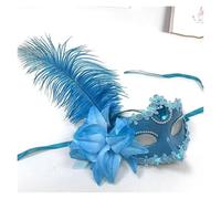 Masquerade Mask Máscara de mano bola princesa, máscara flor lateral con palo sujeción, plumas mascarada for fiesta Mardi Gras for mujer MáScara Mascarada Mujer(A)